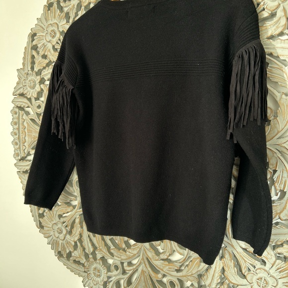 Angel Eye Black Western Country Fringe Sweater – Size Small - Picture 5 of 6